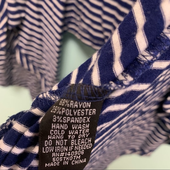 5 for 20 Knapp Studio Navy Blue & white striped high low cardigan - Picture 4 of 5